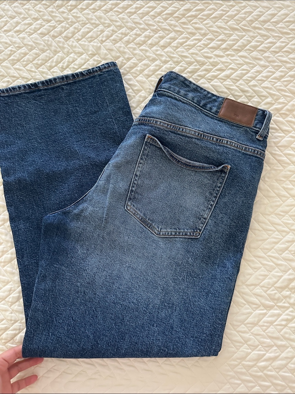Zara Two-Tone Blue Straight Jeans - Picture 4 of 4
